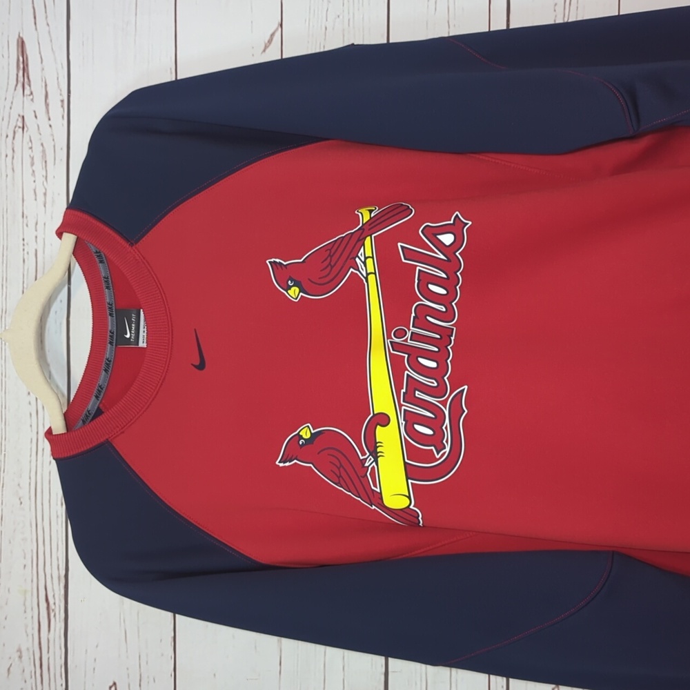Men's Nike Red Navy St. Louis Cardinals Raglan Sweatshirt Large‎ Therma-Fit - Picture 2 of 13